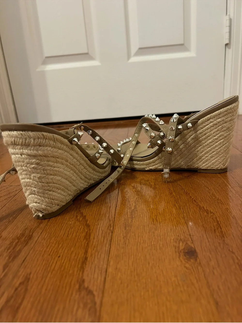 Steve Madden Tan Studded Espadrille Wedge Sandals